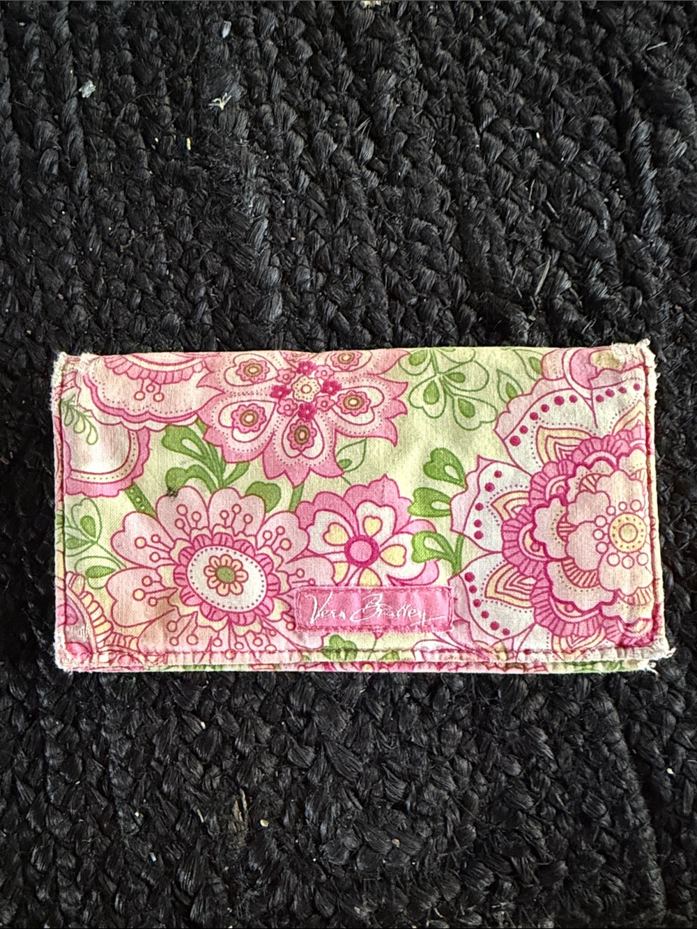 Vintage Vera Bradley Quilted Floral Wallet in Pink, Green & Cream